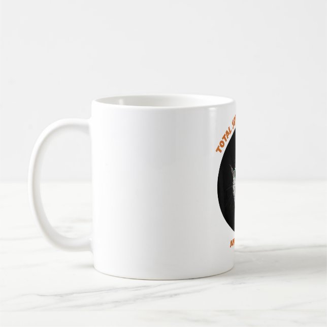 Funny Cat Watching Total Solar Eclipse 2024  Coffee Mug (Left)