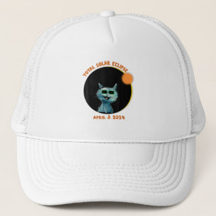 Funny Cat Watching Total Solar Eclipse 2024 Trucker Hat