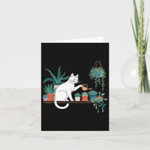Funny Cat Water Plants Lover Planting Gardening Ho Card