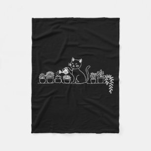 Funny Cat Water Plants Lover Planting Gardening Ho Fleece Blanket