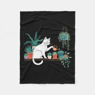 Funny Cat Water Plants Lover Planting Gardening Ho Fleece Blanket