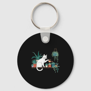 Funny Cat Water Plants Lover Planting Gardening Ho Key Ring