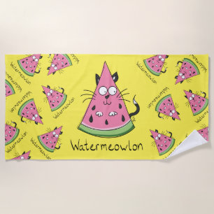 Funny Cat Watermelon Cute Kids Beach Towel