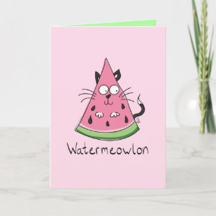 Funny Cat Watermelon Cute Kids Card