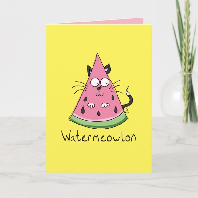 Funny Cat Watermelon Cute Kids Card (Front)