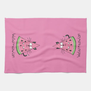 Funny Cat Watermelon Cute Kids Tea Towel
