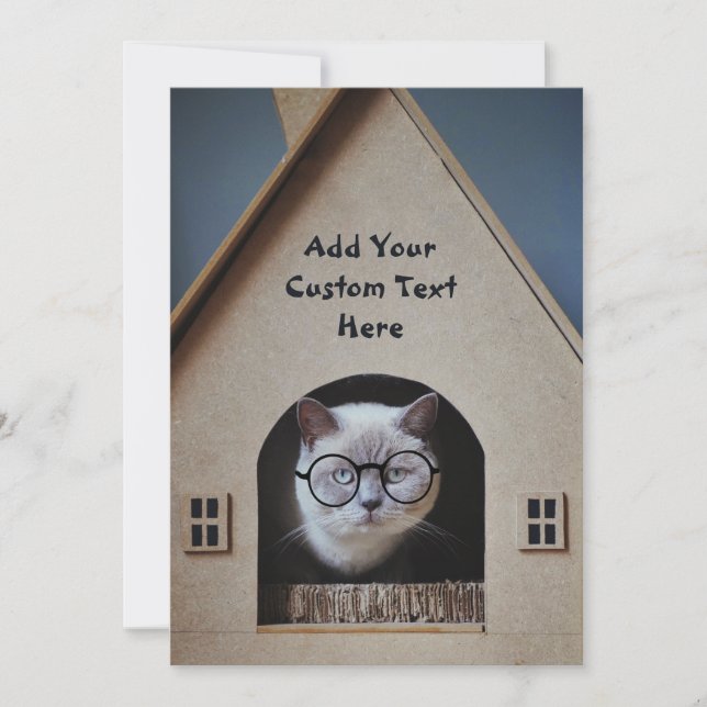 Funny Cat Wearing Glasses Customise with Your Text (Front)