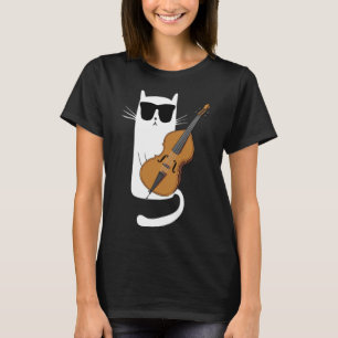 Funny Cat Wearing Sunglasses Playing Cello T-Shirt