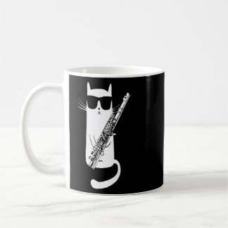 Funny Cat Wearing Sunglasses Playing Flute Coffee Mug