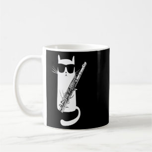 Funny Cat Wearing Sunglasses Playing Flute Musicia Coffee Mug
