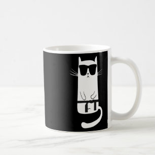 Funny Cat Wearing Sungles Karate Judo Black Belt F Coffee Mug