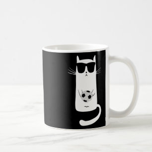 Funny Cat Wearing Sungles Playing Soccer Footbyll  Coffee Mug