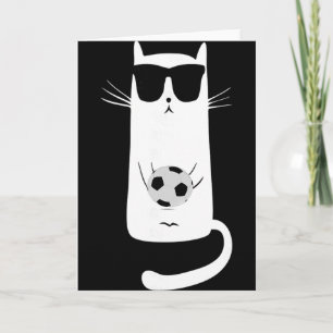 Funny Cat Wearing Sungles Playing Soccer Footll Card