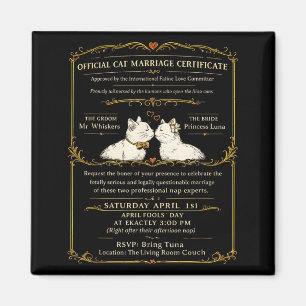 Funny Cat Wedding Certificate Item Vintage Wedding Magnet