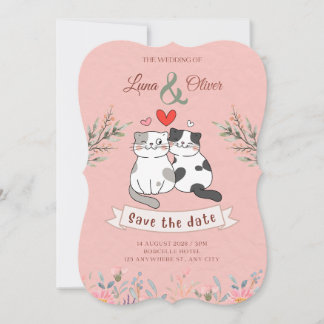 Funny cat wedding invitation 