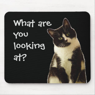 Funny Cat "What are you looking at!" Mouse Pad