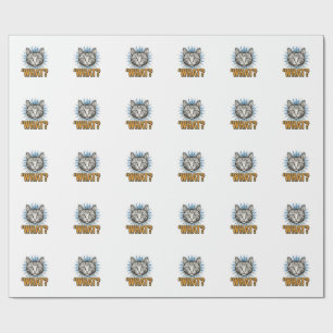 Funny Cat 'WHAT_' Vintage Engraving Graphic Tee_1 Wrapping Paper