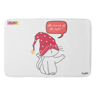 funny cat, who turned off the light? bath mat