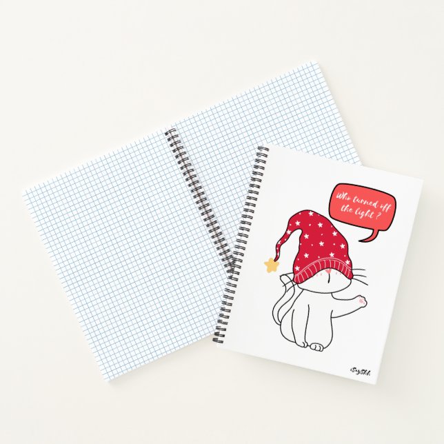 funny cat, who turned off the light? notebook (Inside)