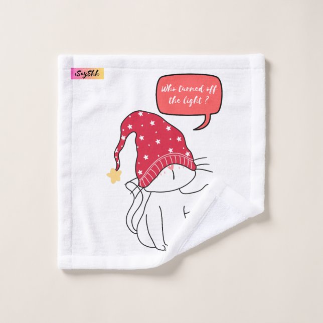 funny cat, who turned the light off? wash cloth (Wash Cloth)