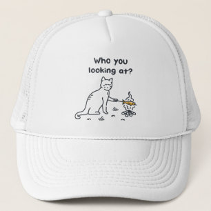 Funny Cat Who U Looking at? Trucker Hat