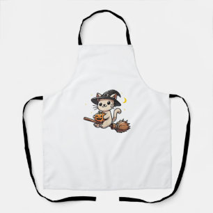 Funny Cat Witch Halloween Costume Broom Stick Boys Apron