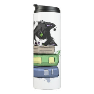 Funny cat with books thermal tumbler
