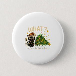 Funny Cat With Christmas Lights And Fallen Tree Ar 6 Cm Round Badge