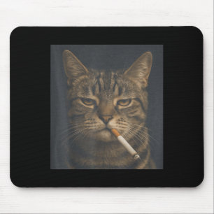 Funny Cat With Cigarette Sarcastic Meme Smoking Ca Mouse Pad