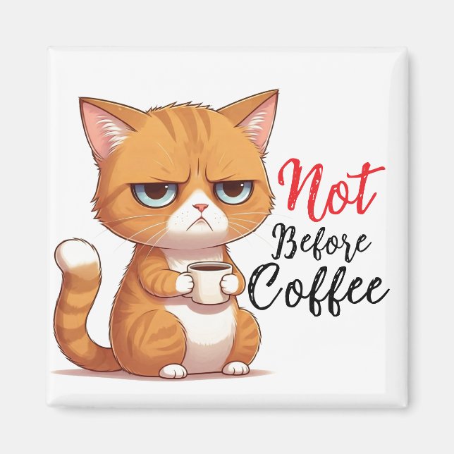 Funny Cat with Coffee Magnet (Front)