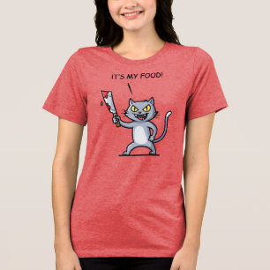 Funny Cat with Knife Tri-Blend Shirt