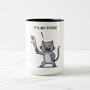 Funny Cat with Knife Two-Tone Coffee Mug