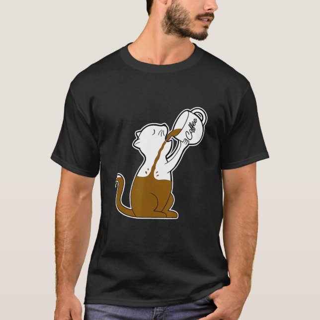 Funny Cat with Mornin Coffee Mug  for Cool Tshirt  (Front)
