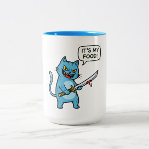 Funny Cat with Sword Two-Tone Coffee Mug