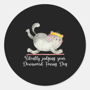 Funny Cat Yoga Quotes Silently Judging Classic Round Sticker