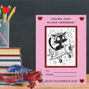 Funny cat Youre Plane Awesome Kids Valentine's Day Holiday Card