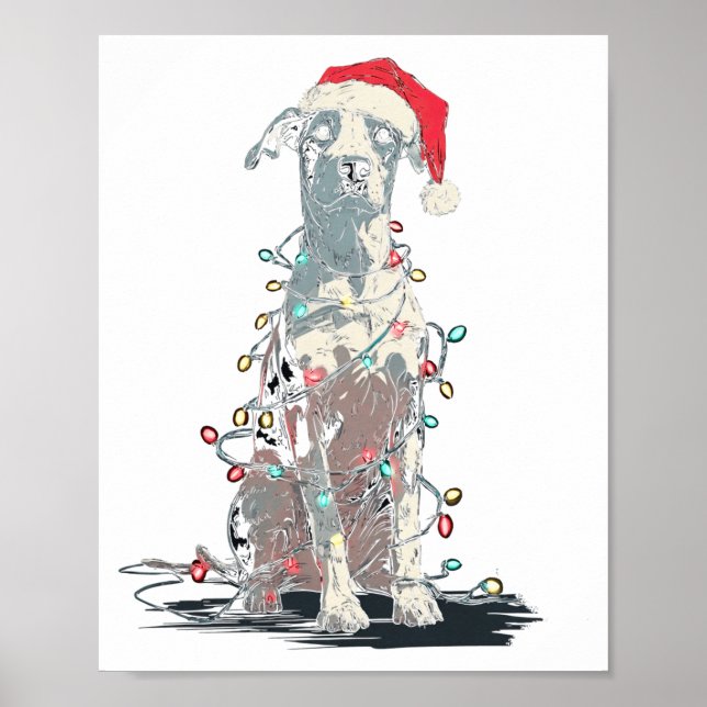 Funny Catahoula Leopard Dog Christmas Graphics Lig Poster (Front)
