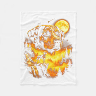 Funny Catahoula Leopard Dog Howling at The Moon Fleece Blanket