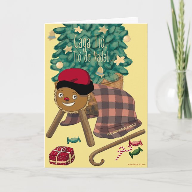 Funny catalan character Caga-Tió. Customisable Holiday Card (Front)
