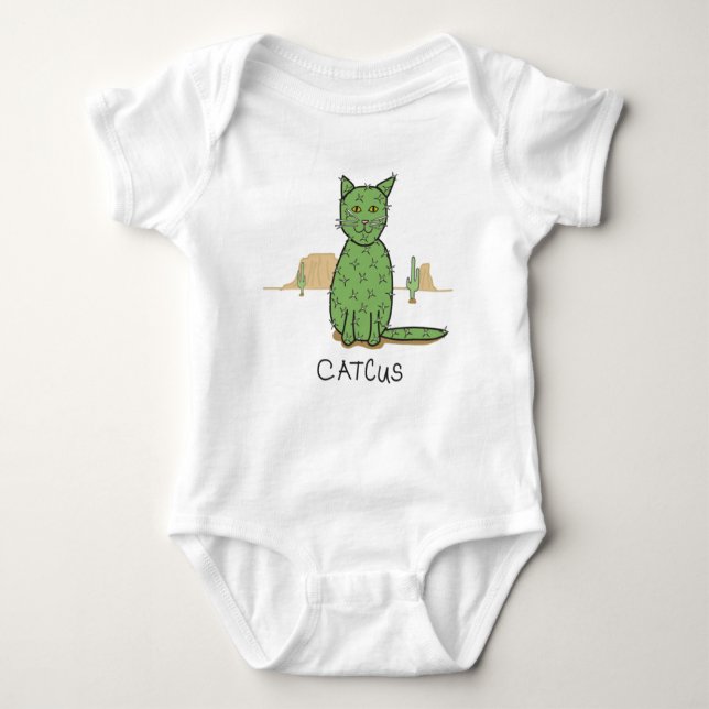 Funny Catcus Cactus Drawing Baby Bodysuit (Front)