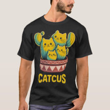 Funny Catcus Pun - Vibrant Cat Cactus Black T-Shir
