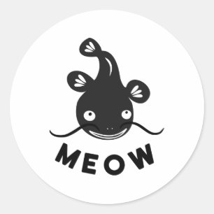 Funny Catfish Fishing Shirt - Catfish Meow Classic Round Sticker