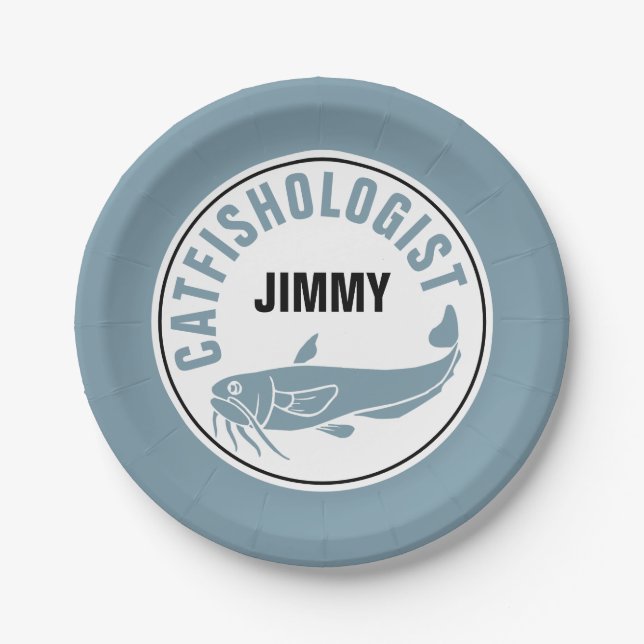 Funny Catfish Humorous Fishing Fried Recipe Cook Paper Plate (Front)