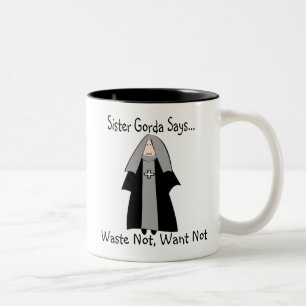 Funny Catholic Nun Gifts, "Sister Gorda" Two-Tone Coffee Mug
