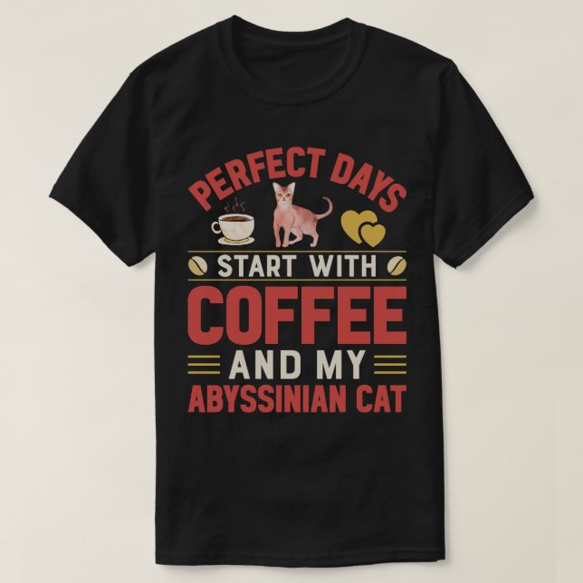 Funny Cats And Coffee Lover T-Shirt (Design Front)