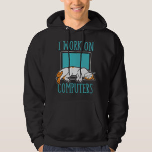 Funny Cats and Computers Laptop t for pet lovers Hoodie