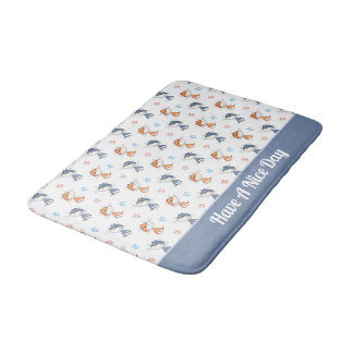 Funny Cats and Cute Butterflies Pattern Bath Mat