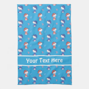 Funny Cats and Cute Butterflies Pattern Tea Towel