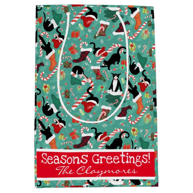 Funny Cats and Stockings Custom Medium Gift Bag (Front)