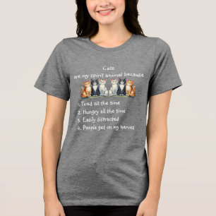 Funny Cats are Spirit Animal Humour Cute Watercolo Tri-Blend Shirt